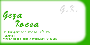 geza kocsa business card